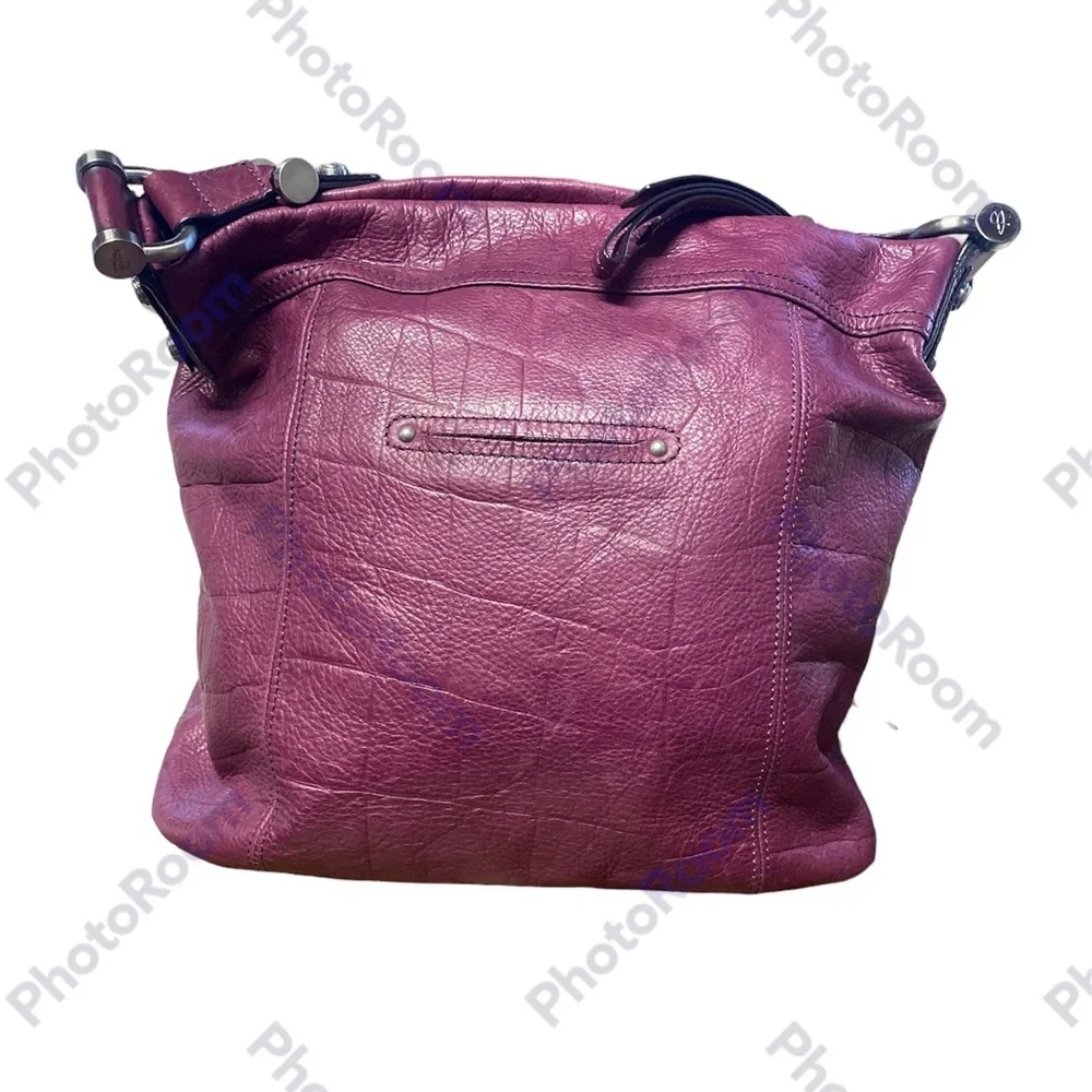 B MAKOWSKY SHOULDER SATCHEL TOTE PURSE LARGE CAPACITY RICH FUSHIA BURGANDY